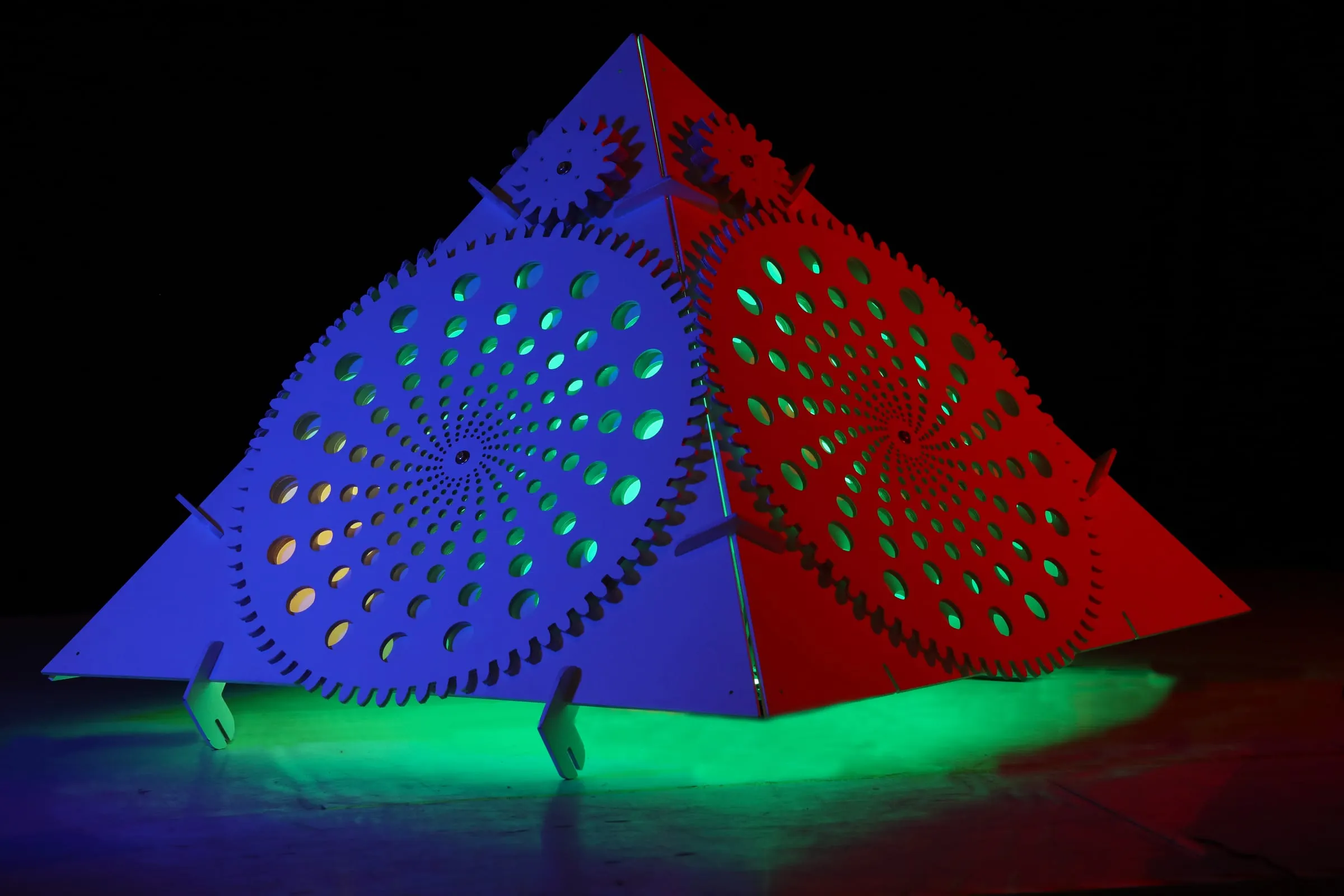 White Pyramid – A pyramid of spiralling holes – the light inside changes, and so does everything you see.